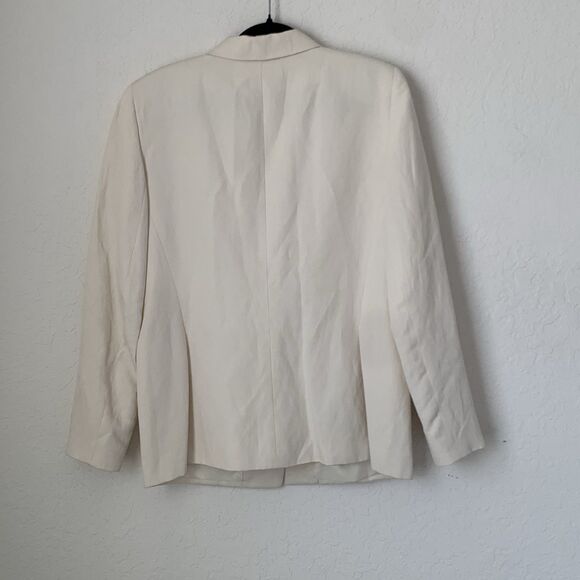 Josephine Chaus Blazer Jacket Women 12 Ivory Silk Linen Old Money Quiet Luxury - Picture 2 of 13